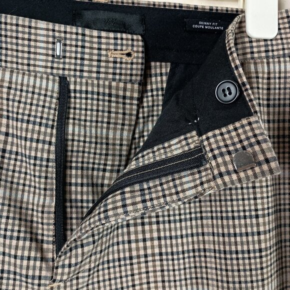 H&M Plaid Skinny Fit Ankle Pants Womens 36 38x28 Brown Dark Academia Preppy - Picture 3 of 8